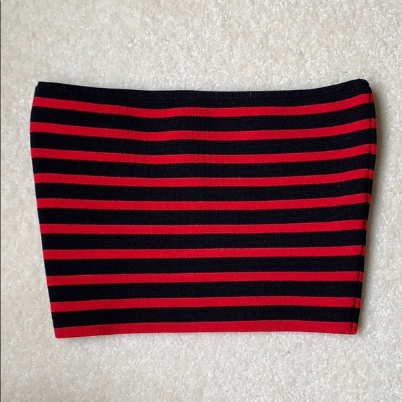 Aritzia Tops - Aritzia Red and Black Striped Tube Top